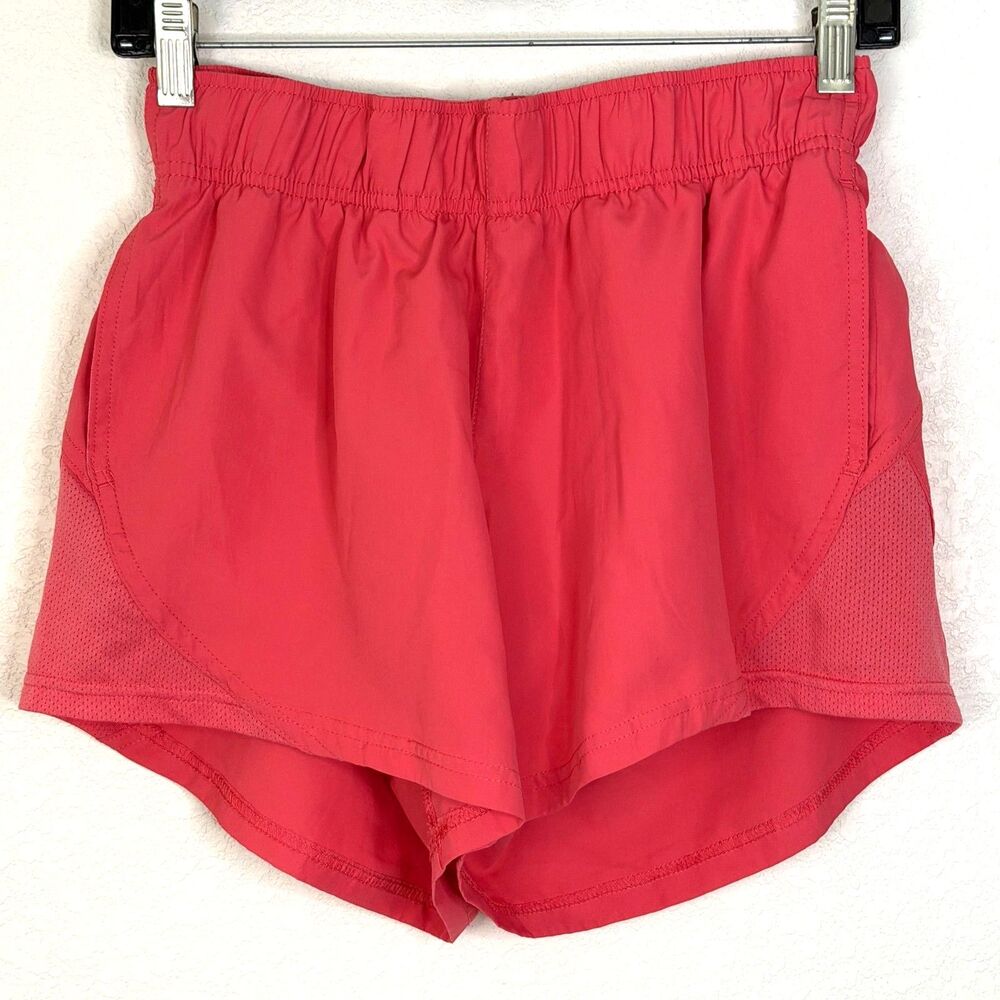 Athletic Works Coral Pink Running Athletic Gym Shorts Mesh Side Insets Size S